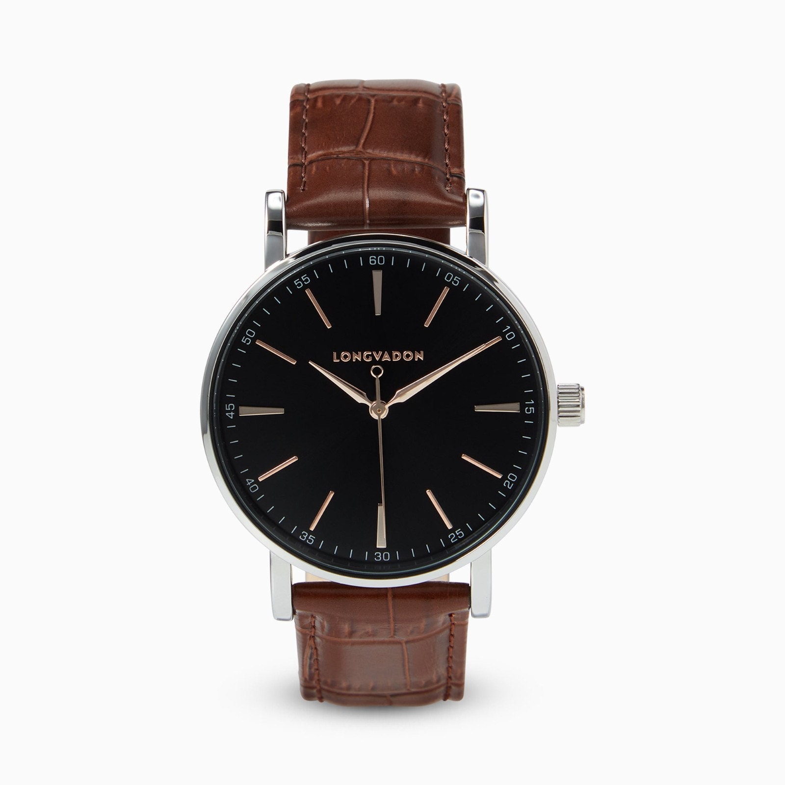 Longvadon Classic Mens Watch  Marron Brown LeatherBrand New In Box Msrp 340